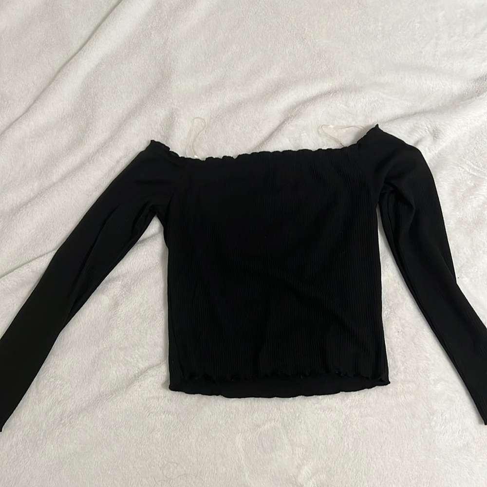 Off the shoulder, long sleeve top
